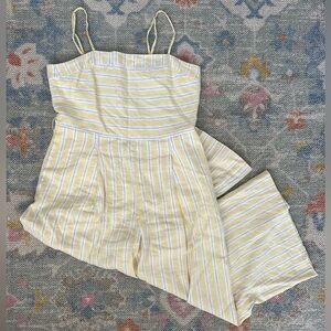 butter yellow & white striped jumpsuit